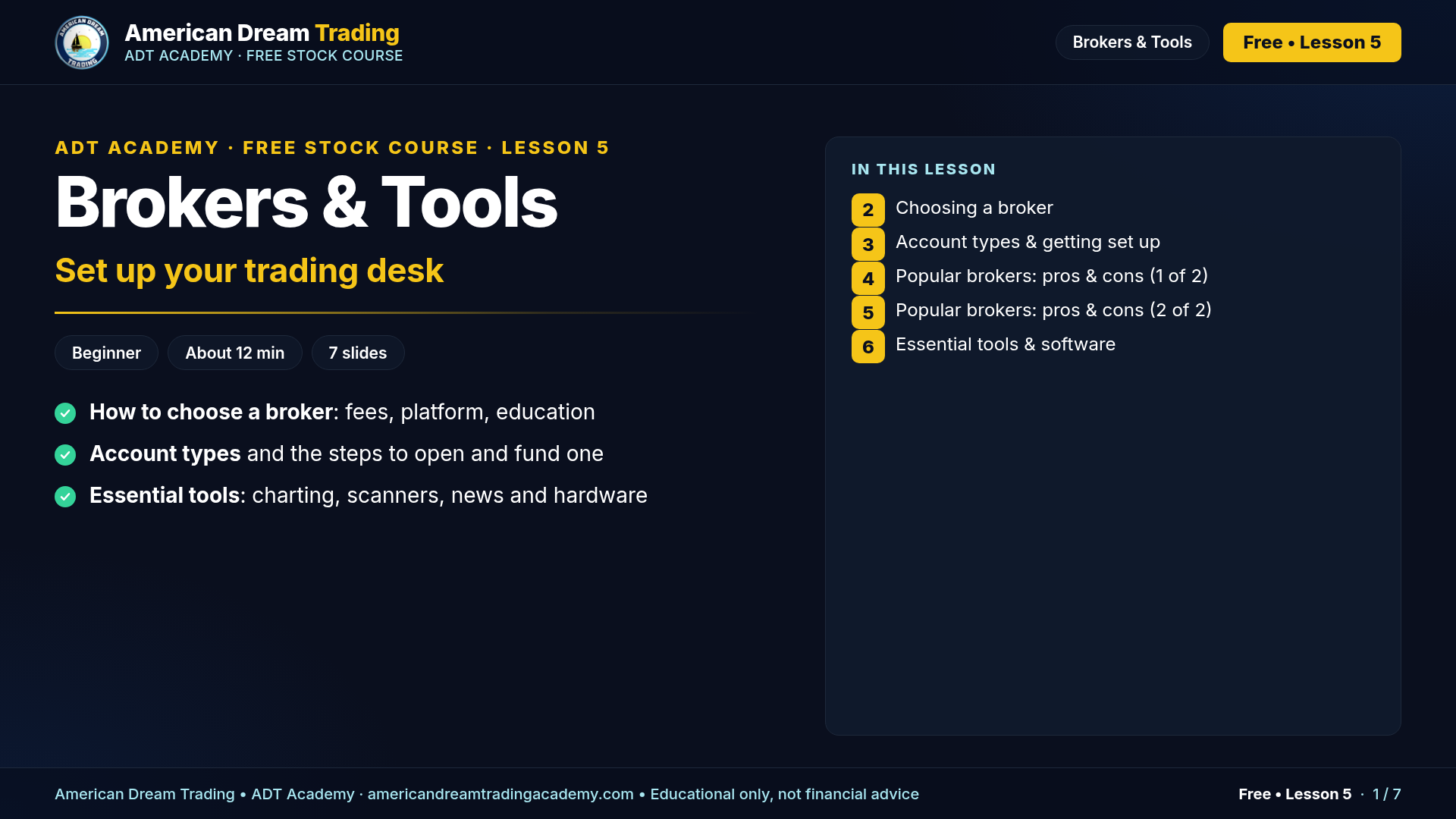 Brokers, Tools & Software: slide 1 of 7