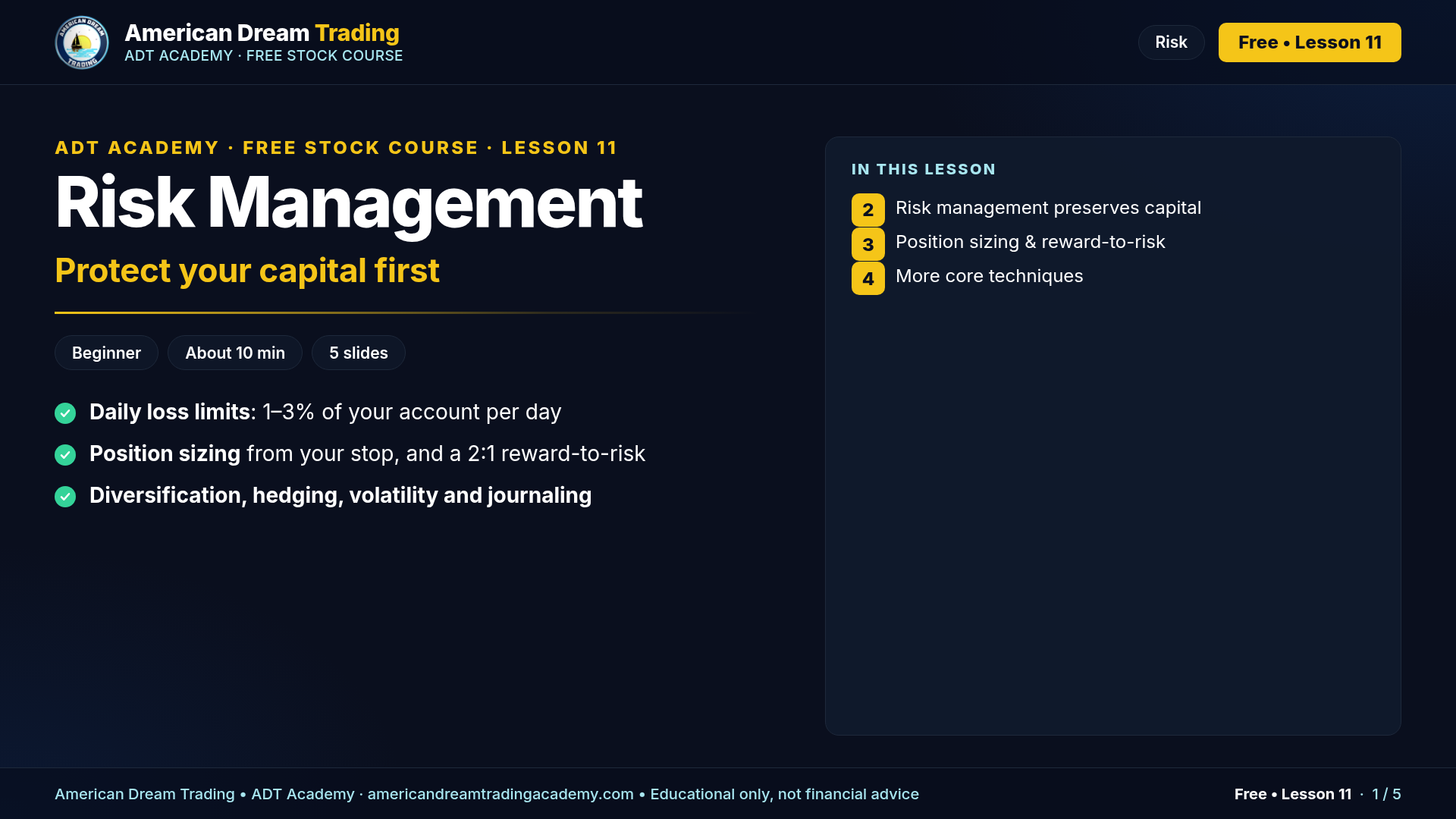 Risk Management: slide 1 of 5