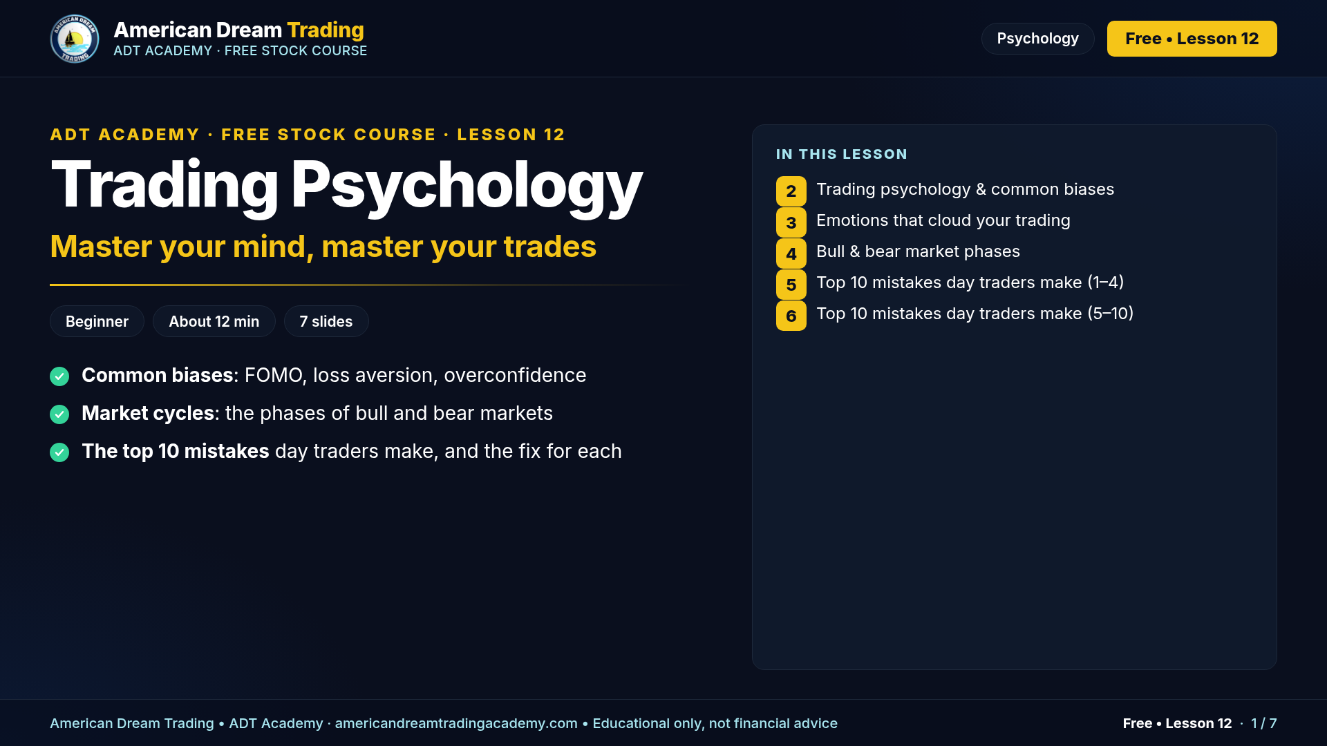 Trading Psychology & the Top 10 Mistakes: slide 1 of 7